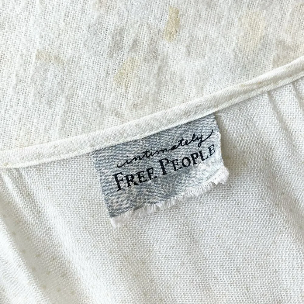 PLS READ Free People XS Voile Trapeze Slip Dress Ivory Cream Off White Tunic - Picture 3 of 7